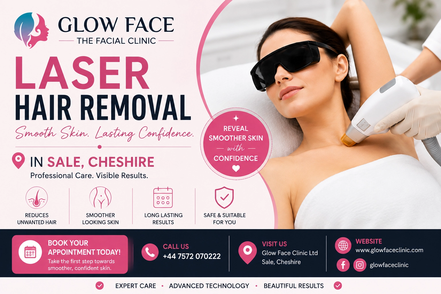 Laser hair removal treatment in Sale, Cheshire at Glow Face Clinic